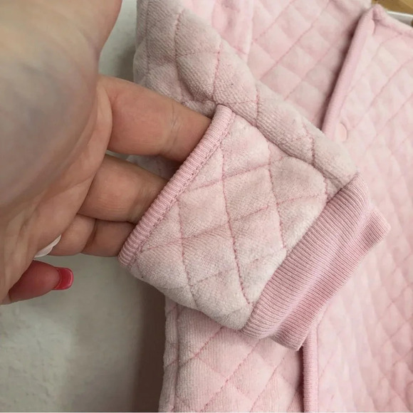 Nordstrom Baby bunting pink quilted velour fleece lined hood size 6 months - Picture 8 of 11